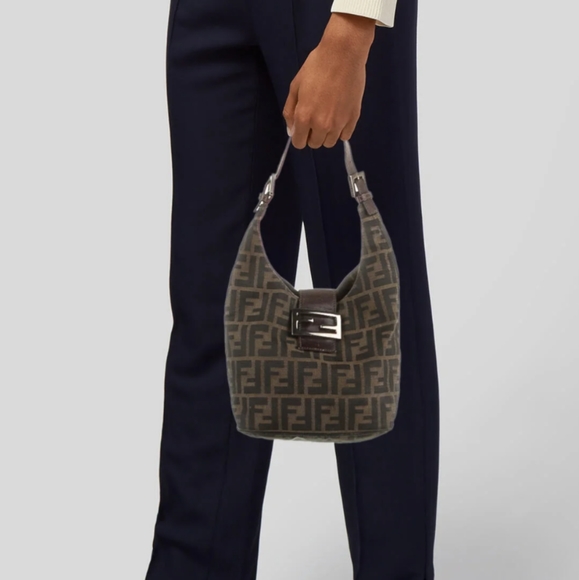 Fendi: Zucca Monogram Croissant Baguette Hobo Bag - Picture 11 of 16